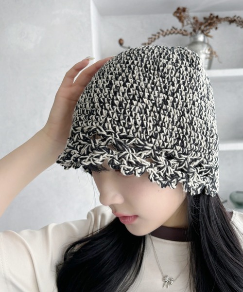 ADA ニットキャップ Ada. ニット帽 ニットキャップ クロシェ レース ニット ビーニー