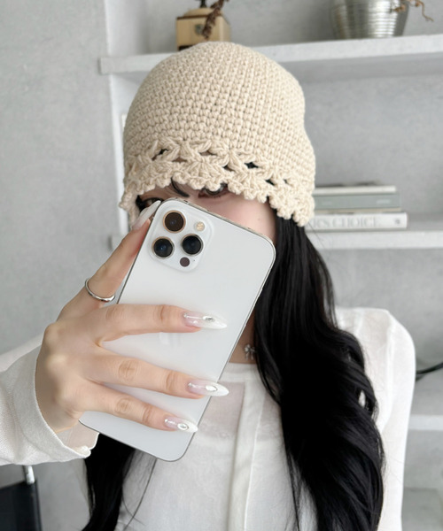 ADA ニットキャップ Ada. ニット帽 ニットキャップ クロシェ レース ニット ビーニー