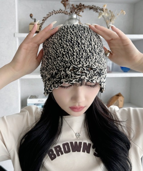 Ada. ニット帽 ニットキャップ クロシェ レース ニット ビーニー