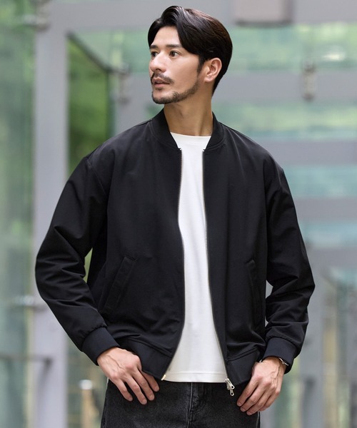 SPU（スプ） ma1 ma-1 ハイストレッチナイロンダブルジップ撥水MA-1