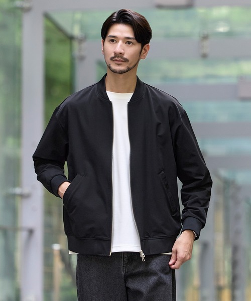 SPU（スプ） ma1 ma-1 ハイストレッチナイロンダブルジップ撥水MA-1