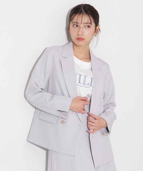 【2022/定価3.1万】ジルスチュアートJILLSTUART *タリアジャケット*Sサックスグレーダブルボタンテーラード(jk33-2304-397)【82D32】 JILL STUART 【2022/定価3.1万】ジルスチュアートJILLSTUART