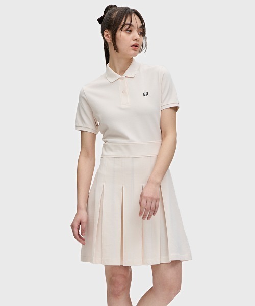【最旬トレンド】 FRED PERRY Pleated Tennis ドレス Tipped Piqué T-Shirt Dress - Black | Women's Dresses | Polo