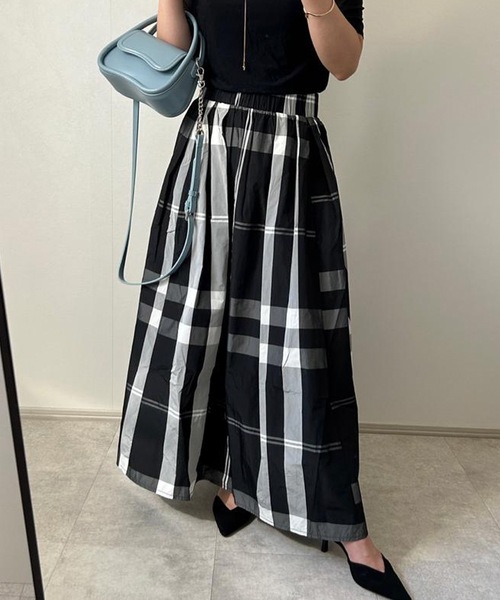 フレアスカート ブラック チェック柄⭐︎ スカート チェック柄ウエストタックフレアスカート : ZOZOTOWN Yahoo