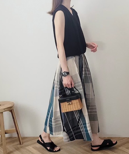 スカート チェック柄ウエストタックフレアスカート : ZOZOTOWN Yahoo