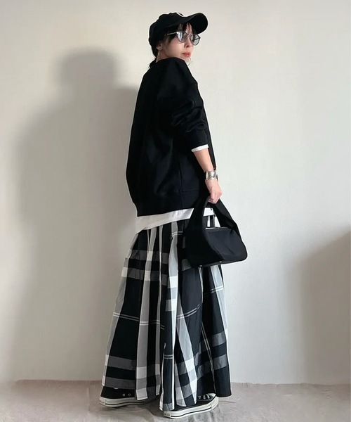 スカート チェック柄ウエストタックフレアスカート : ZOZOTOWN Yahoo