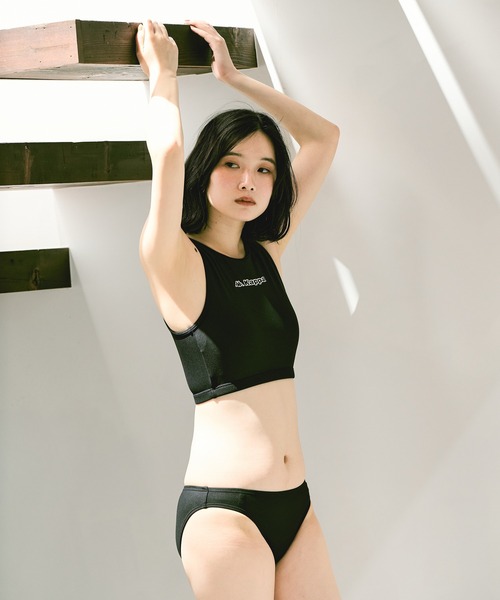 Kappa（カッパ） 水着 ラッシュガード付き4点セット水着 (半袖Tシャツ