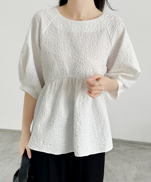 「ECLIN」 7分袖ブラウス L モカ レディース_画像3