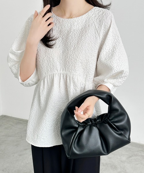 「ECLIN」 7分袖ブラウス L モカ レディース_画像4