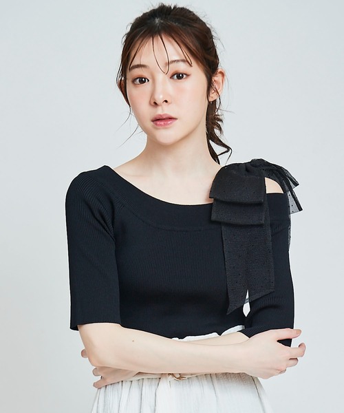 「31 Sons de mode」 半袖ニット 36 ブラック レディース