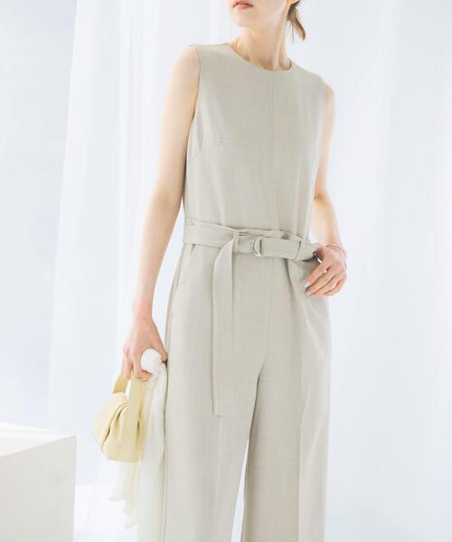 サロペット オーバーオール ベルト付サマーツイードオールインワン