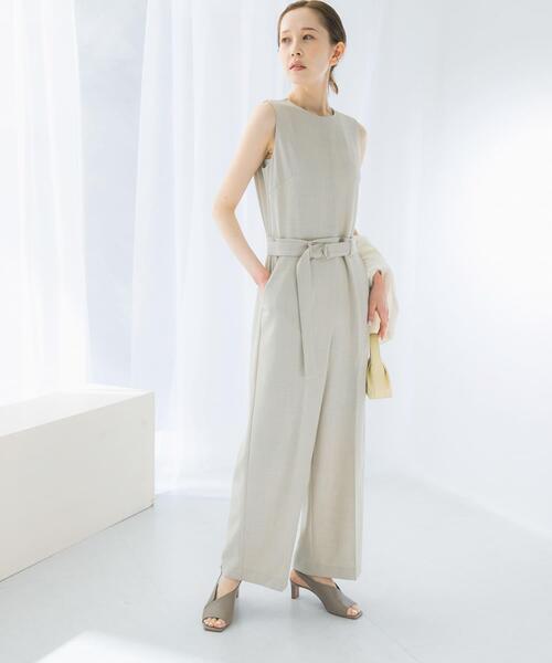 サロペット オーバーオール ベルト付サマーツイードオールインワン