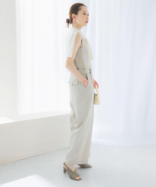 サロペット オーバーオール ベルト付サマーツイードオールインワン