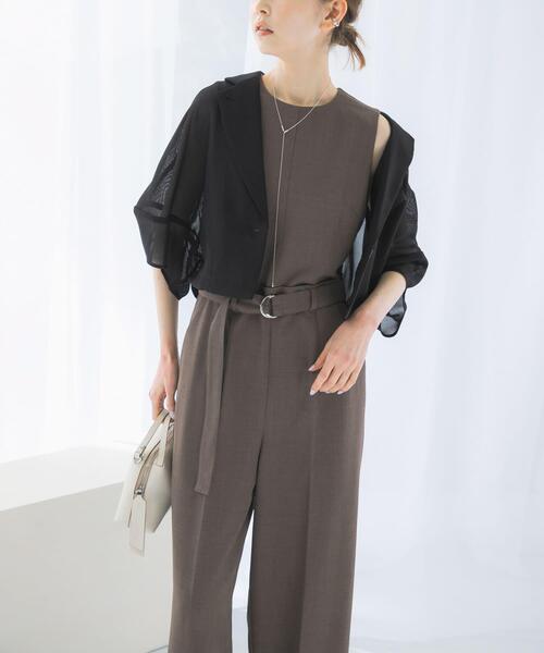 サロペット オーバーオール ベルト付サマーツイードオールインワン