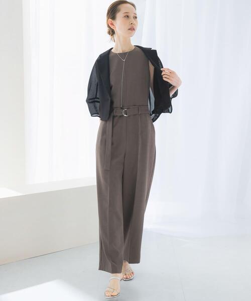 サロペット オーバーオール ベルト付サマーツイードオールインワン