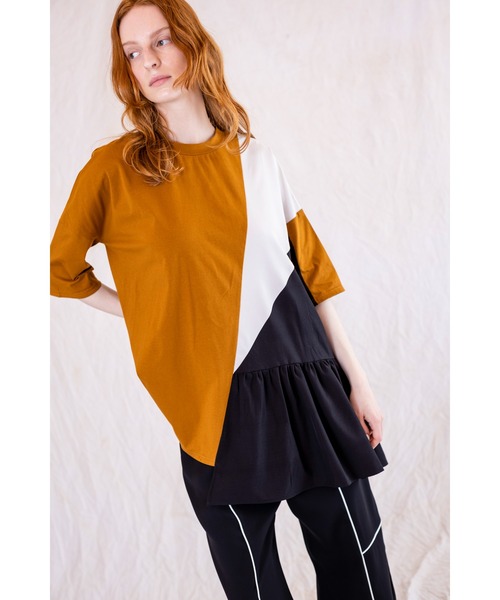 「OSMOSIS」 半袖Tシャツ ONE SIZE ブラック レディース OSMOSIS 「OSMOSIS」 半袖カットソー ONE SIZE ブラック