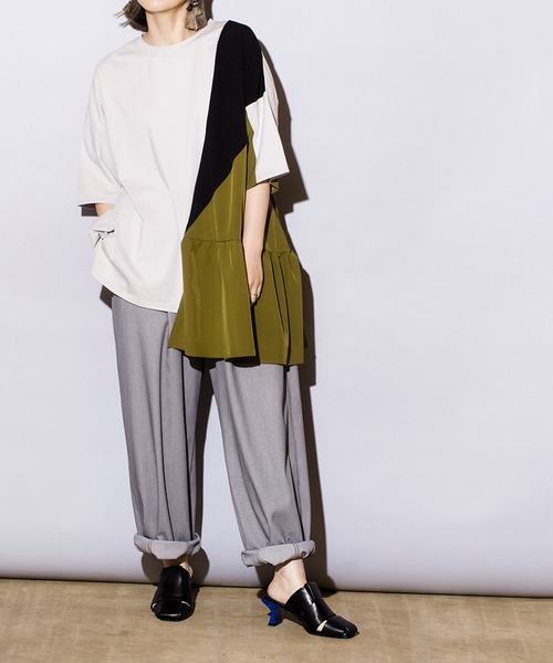 「OSMOSIS」 半袖Tシャツ ONE SIZE ブラック レディース OSMOSIS 「OSMOSIS」 半袖カットソー ONE SIZE ブラック