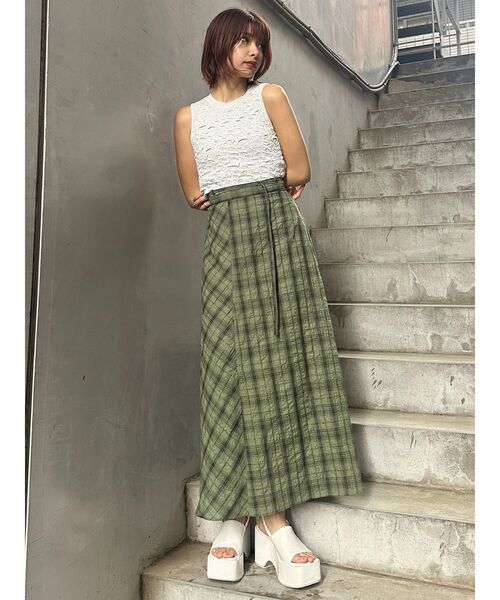 MURUA（ムルーア） ロング スカート 「WEB限定」チェックフレア