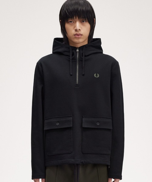 FRED PERRY 「FRED PERRY」 プルオーバーパーカー M ブラック