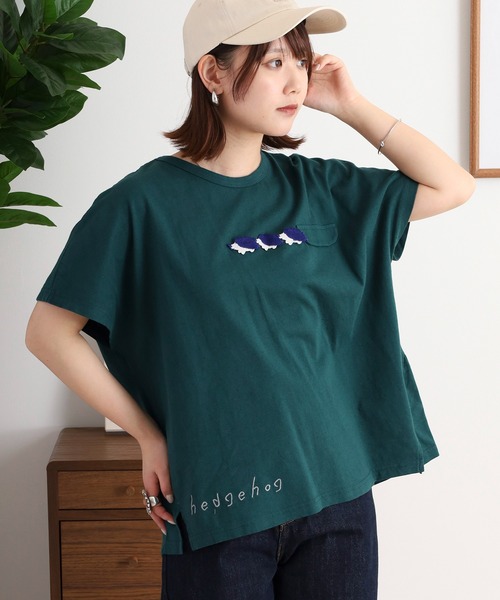 Emago（イマゴ） スマホショルダー tシャツ 半袖 ハリネズミかぎ編み