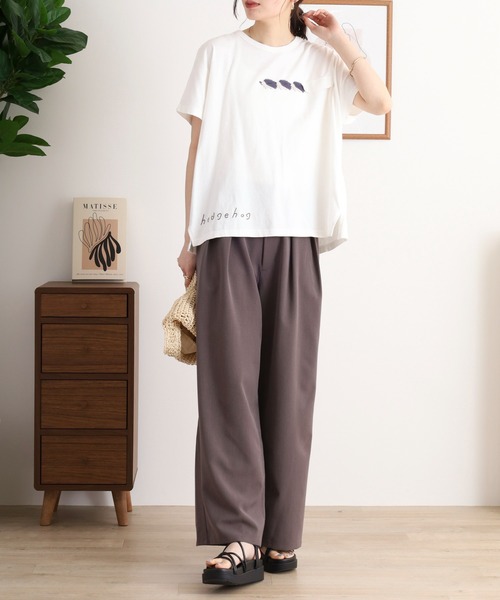 Emago tシャツ EMAGO ハリネズミかぎ編みロゴ刺繍ドルマンT