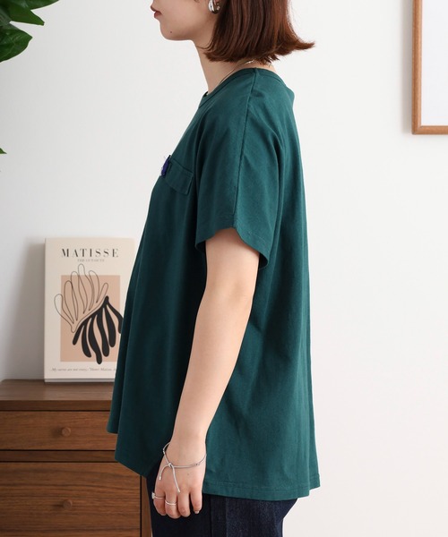 tシャツ EMAGO ハリネズミかぎ編みロゴ刺繍ドルマンＴシャツ レディース Emago tシャツ EMAGO ハリネズミかぎ編みロゴ刺繍ドルマンT