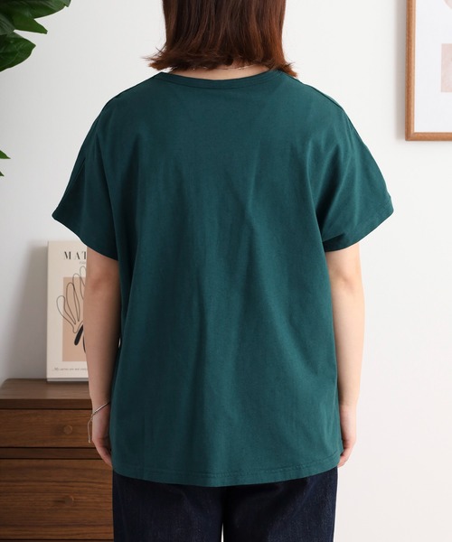 tシャツ EMAGO ハリネズミかぎ編みロゴ刺繍ドルマンＴシャツ レディース Emago tシャツ EMAGO ハリネズミかぎ編みロゴ刺繍ドルマンT