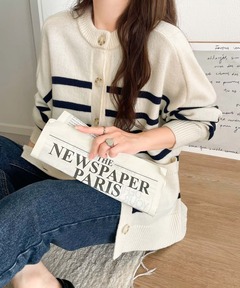 カーディガン 絶妙なすっきりシルエットで、華奢感がかなう。エポレットスリーブボーダーニットカーディガン レディース