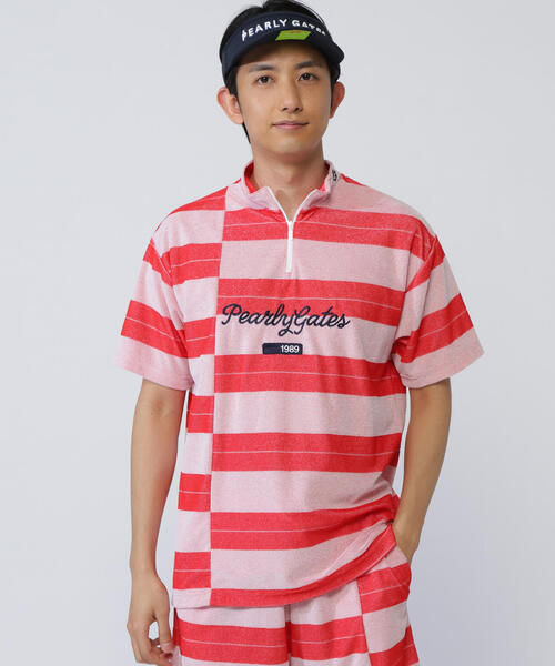 PEARLY GATES tシャツ 「PEARLY GATES」パイルボーダー半袖