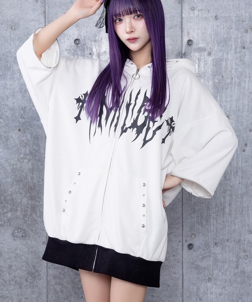 Amilige（アミリージュ） パーカー クマ耳スタッズ付きパーカー