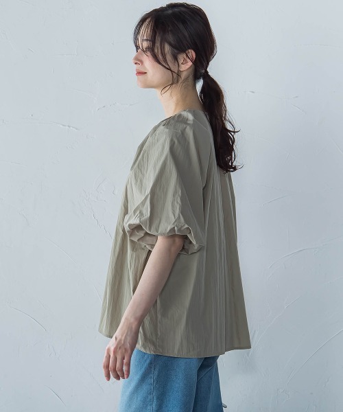 ブラウス シャツ 「一部店舗限定販売」ワッシャーボリュームスリーブブラウス「手洗い可能」 レディース