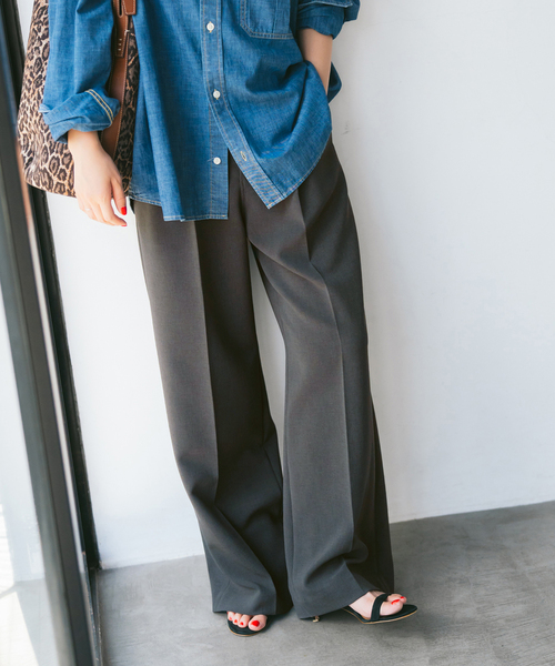 Spick＆Span スラックス パンツ 「追加」ダブルクロスツータック