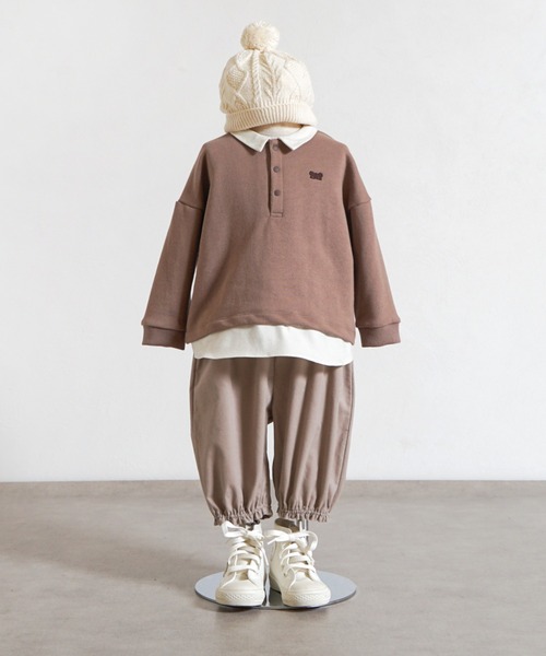 パーカー 「10mois(ディモワ)」ベアマスクレイヤード襟トップス 80・90・100cm キッズ 子供服 男の子 女の子の画像