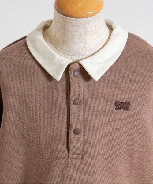 パーカー 「10mois(ディモワ)」ベアマスクレイヤード襟トップス 80・90・100cm キッズ 子供服 男の子 女の子の画像