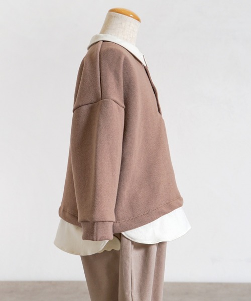 パーカー 「10mois(ディモワ)」ベアマスクレイヤード襟トップス 80・90・100cm キッズ 子供服 男の子 女の子の画像