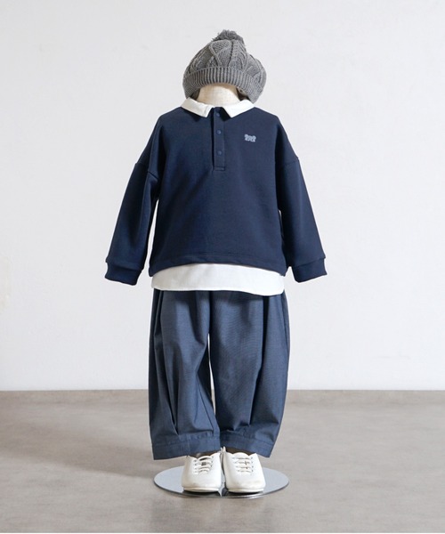 パーカー 「10mois(ディモワ)」ベアマスクレイヤード襟トップス 80・90・100cm キッズ 子供服 男の子 女の子の画像