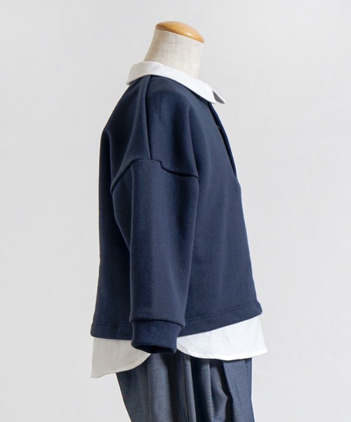 パーカー 「10mois(ディモワ)」ベアマスクレイヤード襟トップス 80・90・100cm キッズ 子供服 男の子 女の子の画像