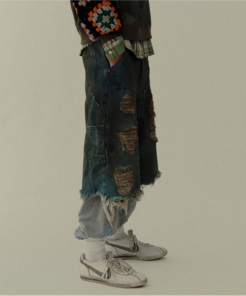 ハーフパンツ ワイドパンツ ジーンズ DOUBLE KNEE DENIM SHORTS メンズ_2