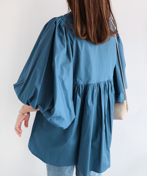 「andme」 「alma design」7分袖チュニック M ブラック レディース