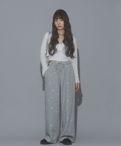 Nu スウェットパンツ ジャージ 「Nu」フラワープリントスウェット
