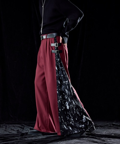 Ellno Loset スラックス 「新色追加」サイドアソートガラワイドパンツ