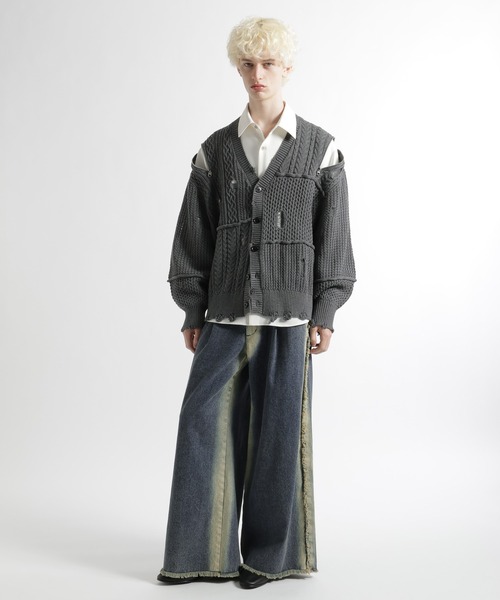 HARE（ハレ） カーディガン BIGダメージZIPカーディガン(HARE) メンズ