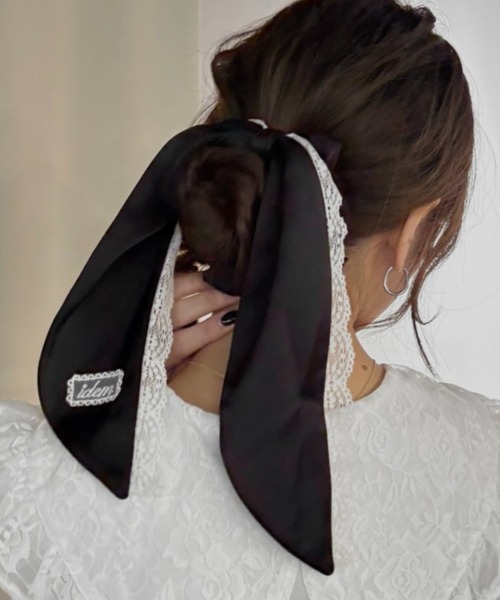 シュシュ ribbon lace chouchou / レース付きサテンシュシュ
