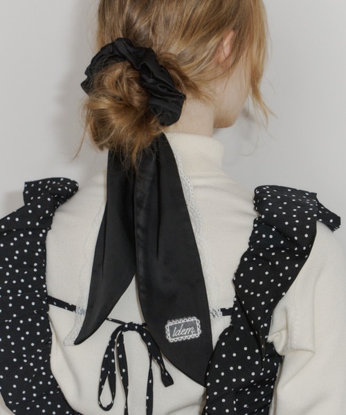 シュシュ ribbon lace chouchou / レース付きサテンシュシュ