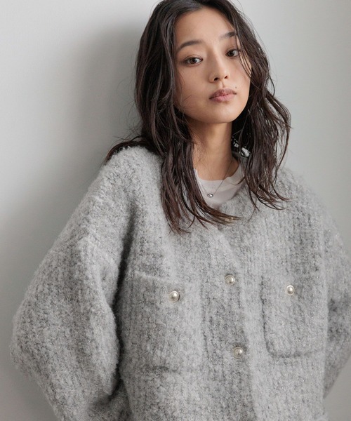 極美品　JIL SANDER ニットジャケット　カーディガン　トグル　グレー50 LOWRYS FARM（ローリーズファーム） カーディガン ポケニット