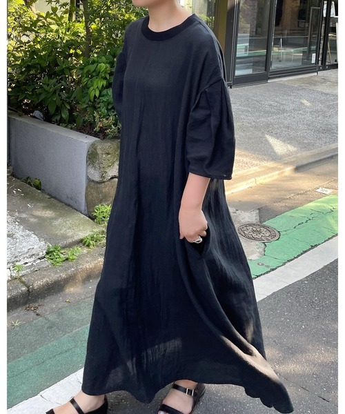 BEARDSLEY（ビアズリー） 7分袖ワンピース 1 ブラック レディース