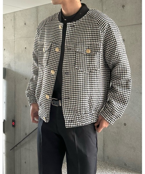 Otte ノーカラーチェックジャケット Otte ジャケット テーラードジャケット ノーカラーチェックジャケット