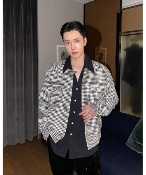 Otte ノーカラーチェックジャケット Otte ジャケット テーラード