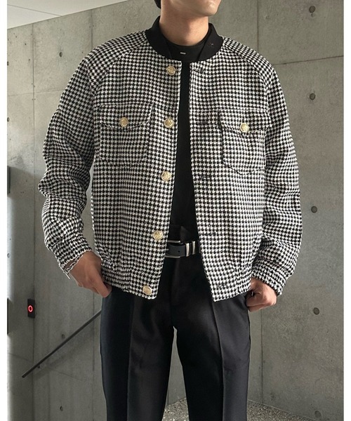 Otte ジャケット テーラードジャケット ノーカラーチェックジャケット