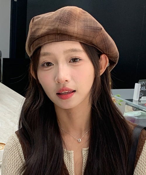 pyornim（ピョルニム） 帽子 ベレー帽 チェック柄ベレー帽 レディース